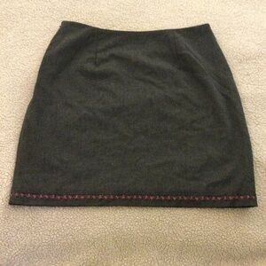 Vintage 90s Y2K Express Gray Beaded Embroidered Stretch Mini Skirt Sz 5/6